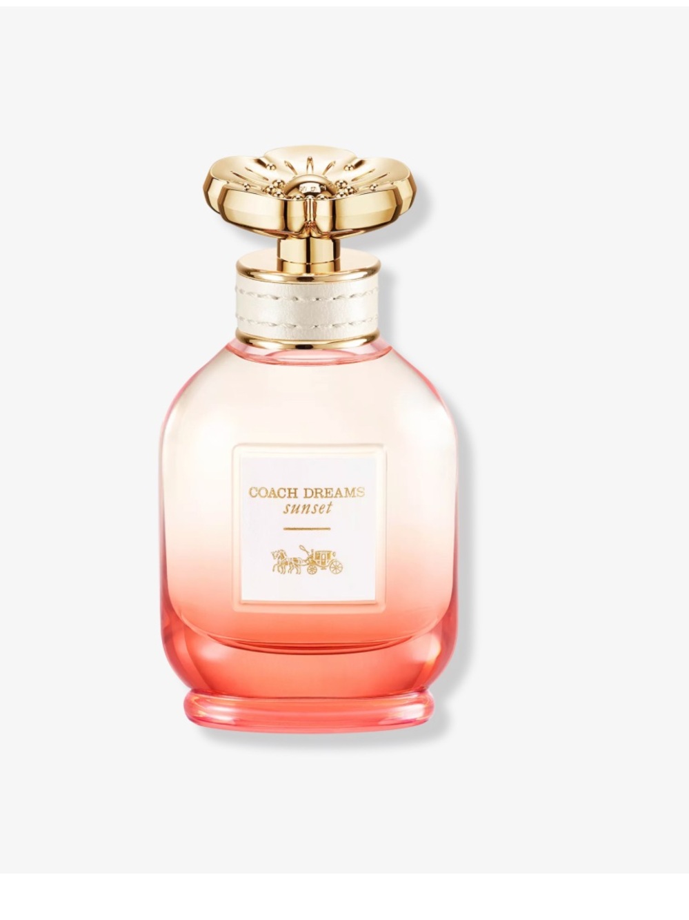 Coach Dreams Sunset Eau de Parfum — Pink/Coral Gradient with Gold Accents